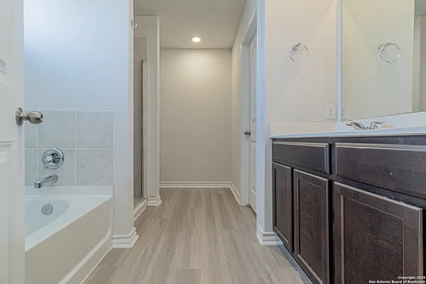 a bathroom with a bathtub