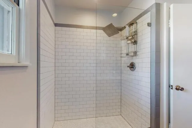 a bathroom with a shower