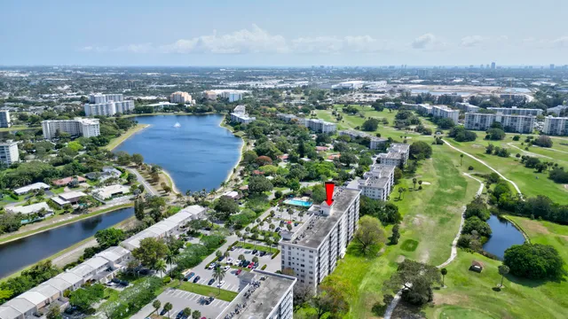 an aerial view of a house with a garden