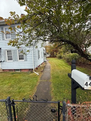 a view of a yard with an outdoor space