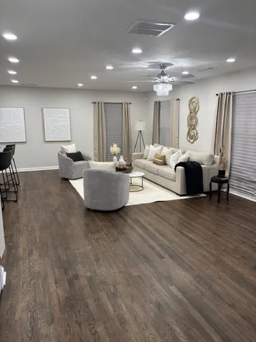 a living room with furniture