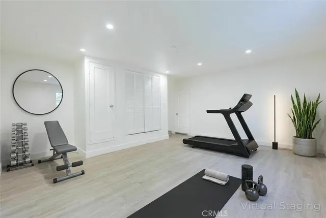 a view of a room with gym equipment