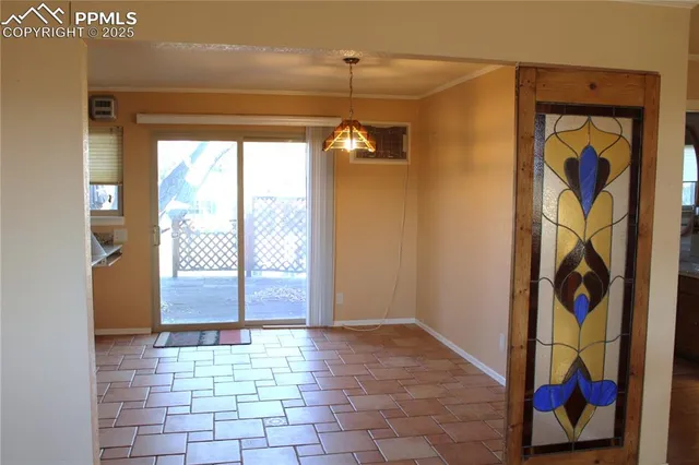 a view of a hallway with a entryway