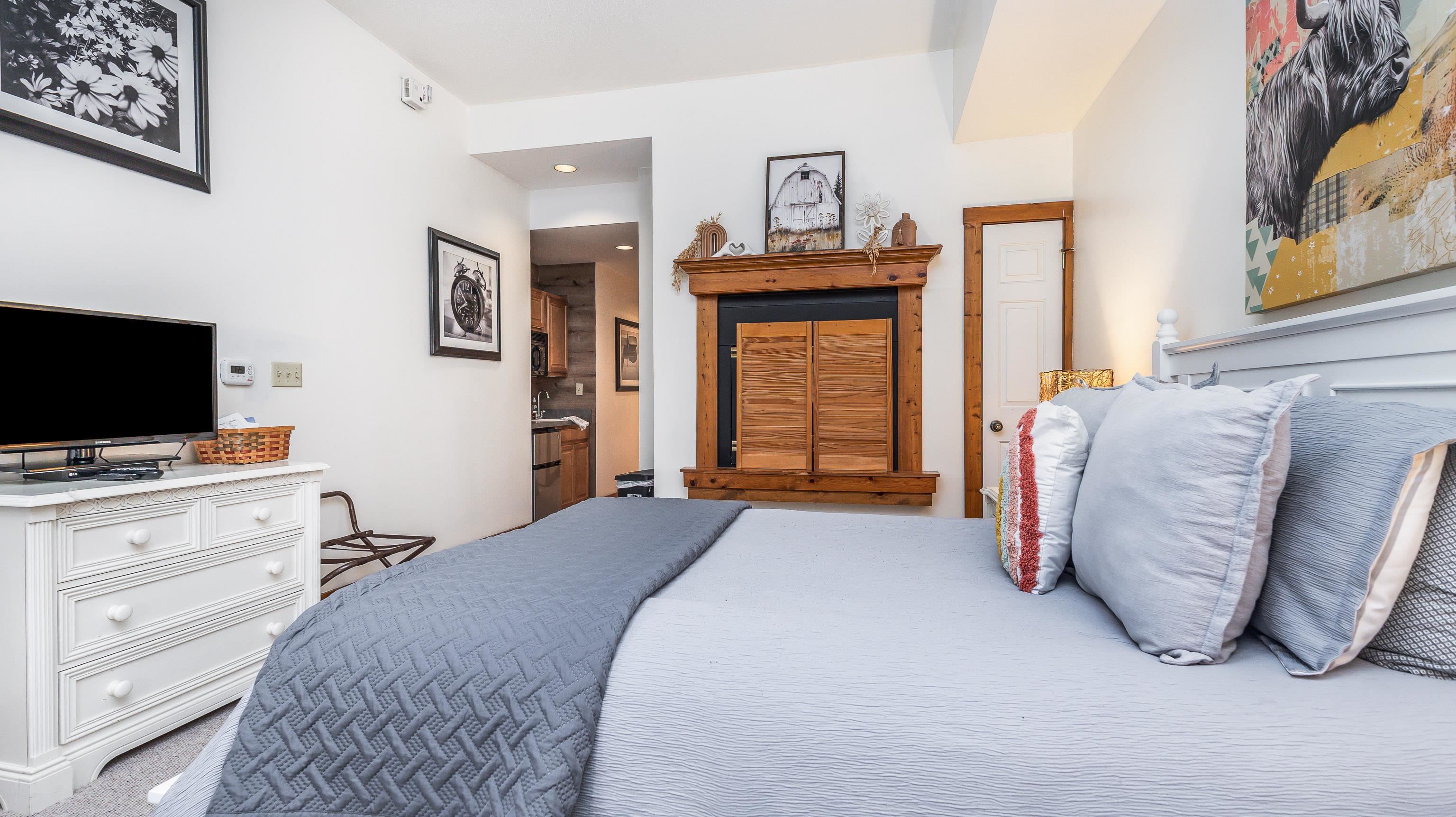 5129 West Longhollow Road Galena, IL 61036 - Photo 6 of 20 a bedroom with a bed and a flat screen tv