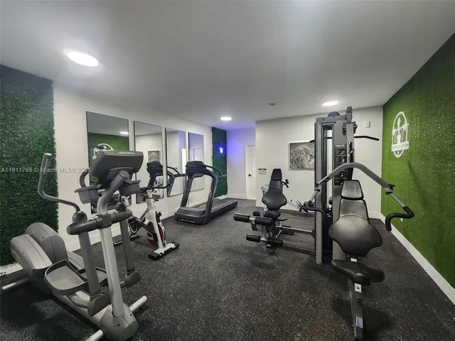 a view of a room with gym equipment