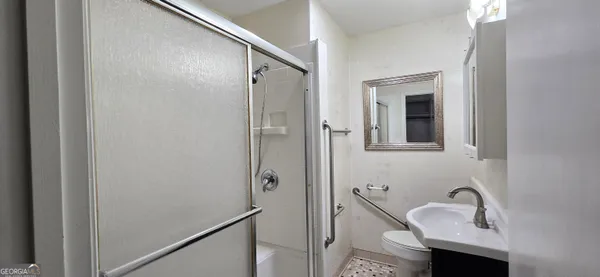 a bathroom with a shower