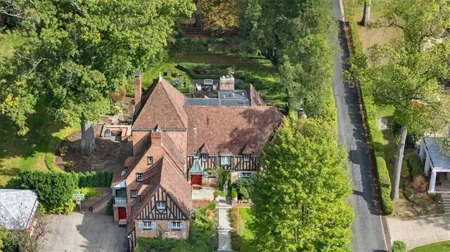 an aerial view of a house