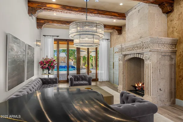 a view of a house with fountain