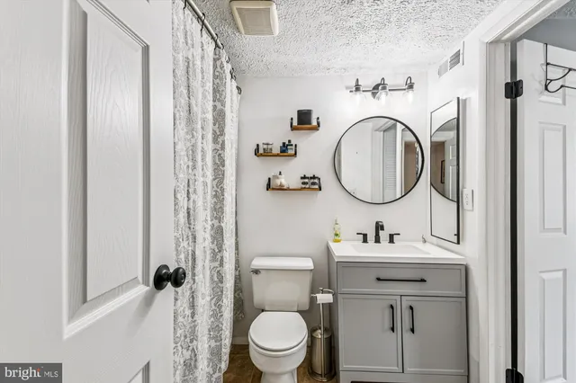 a bathroom with a sink toilet and a mirror