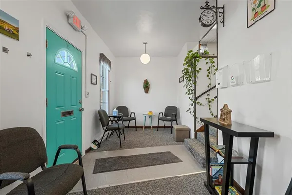 a living room with furniture