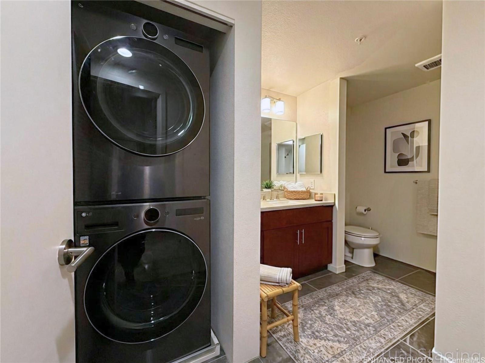 409 Kailua Road, Unit 7106 Kailua, HI 96734 - Photo 9 of 22 Enhanced & Virtually Staged - second bathroom with large, stacked washer and dryer