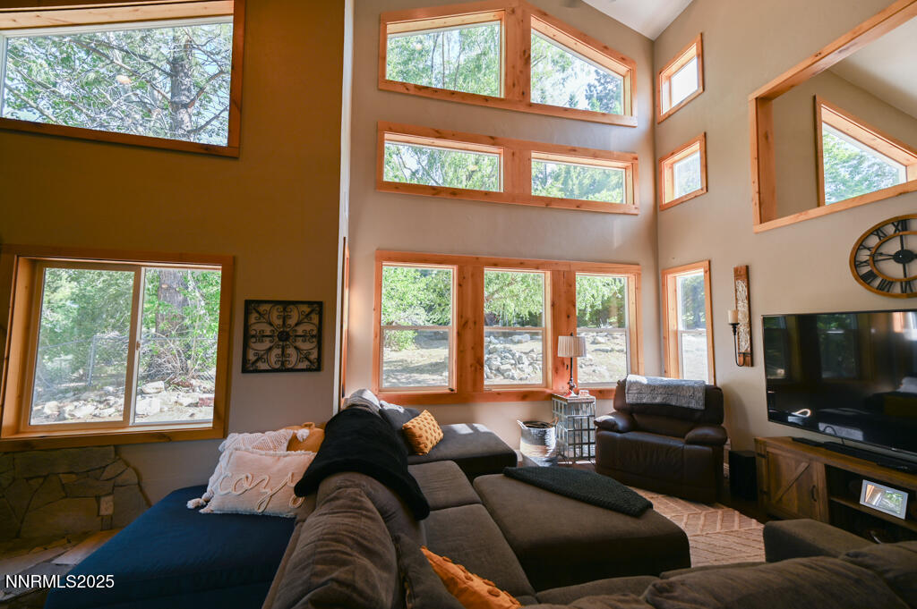 1147 Autumn Hills Road Gardnerville, NV 89460 - Photo 6 of 53 a living room with furniture tv and a large window
