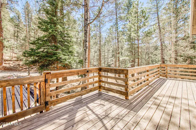 a view of wooden balcony
