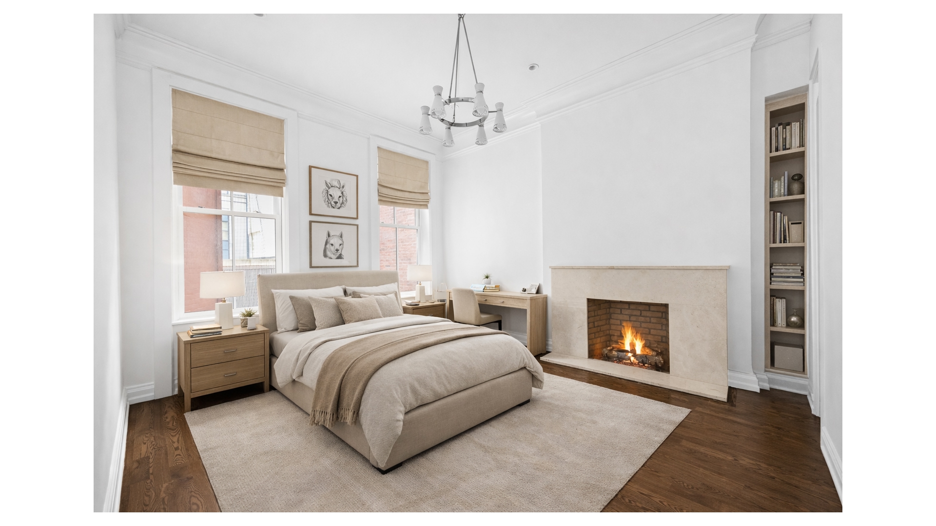 18 East 62nd Street Manhattan, NY 10065 - Photo 16 of 19 a spacious bedroom with a bed and a chandelier