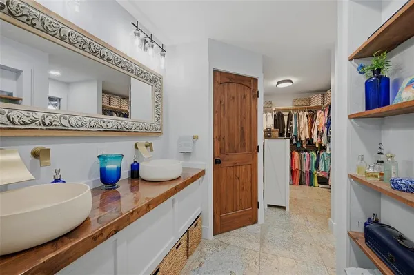a kitchen with lots of counter top space