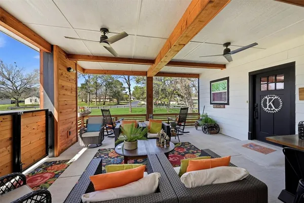 a outdoor space with patio furniture