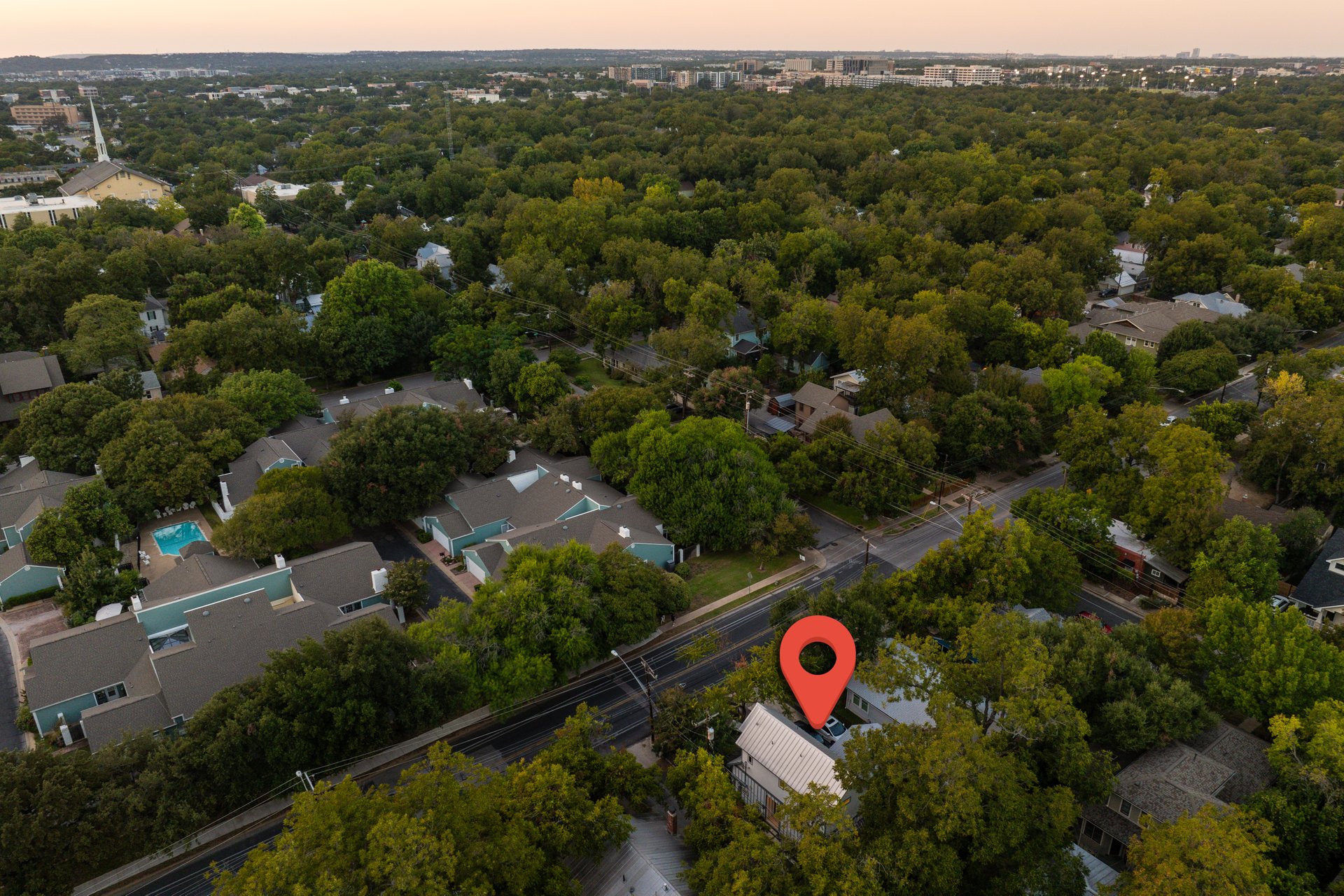 3911 Duval Street, Unit 2 Austin, TX 78751 - Photo 39 of 39 an aerial view of residential house with outdoor space and city view