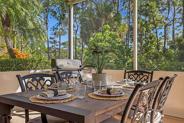 a view of a garden with a tree