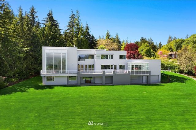 a aerial view of a house with a garden