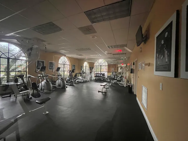a view of a room with gym equipment