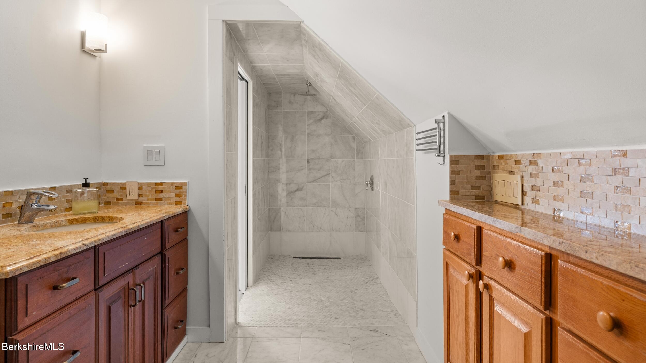 160 High Street Lee, MA 01238 - Photo 39 of 68 a bathroom with a granite countertop sink and a mirror