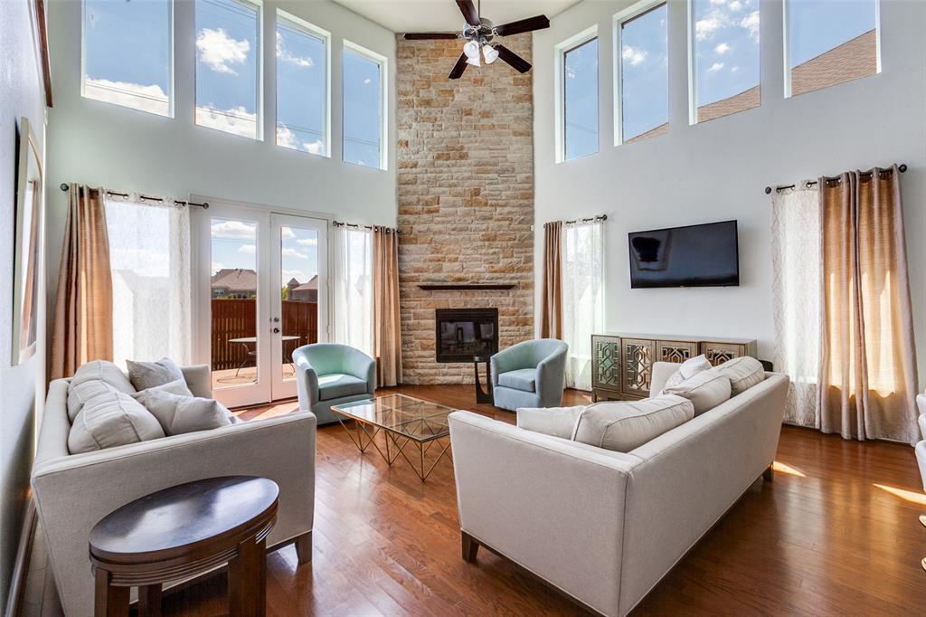 3620 Acropolis Way Plano, TX 75074 - Photo 12 of 25 a living room with furniture a flat screen tv and a fireplace