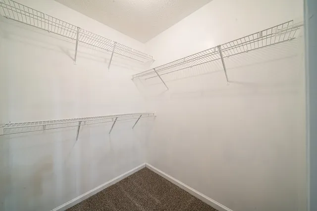 a view of a room with racks on the wall