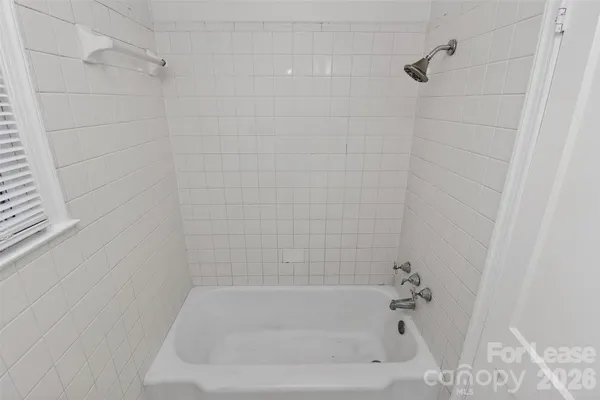 a close up of a bathtub curtain