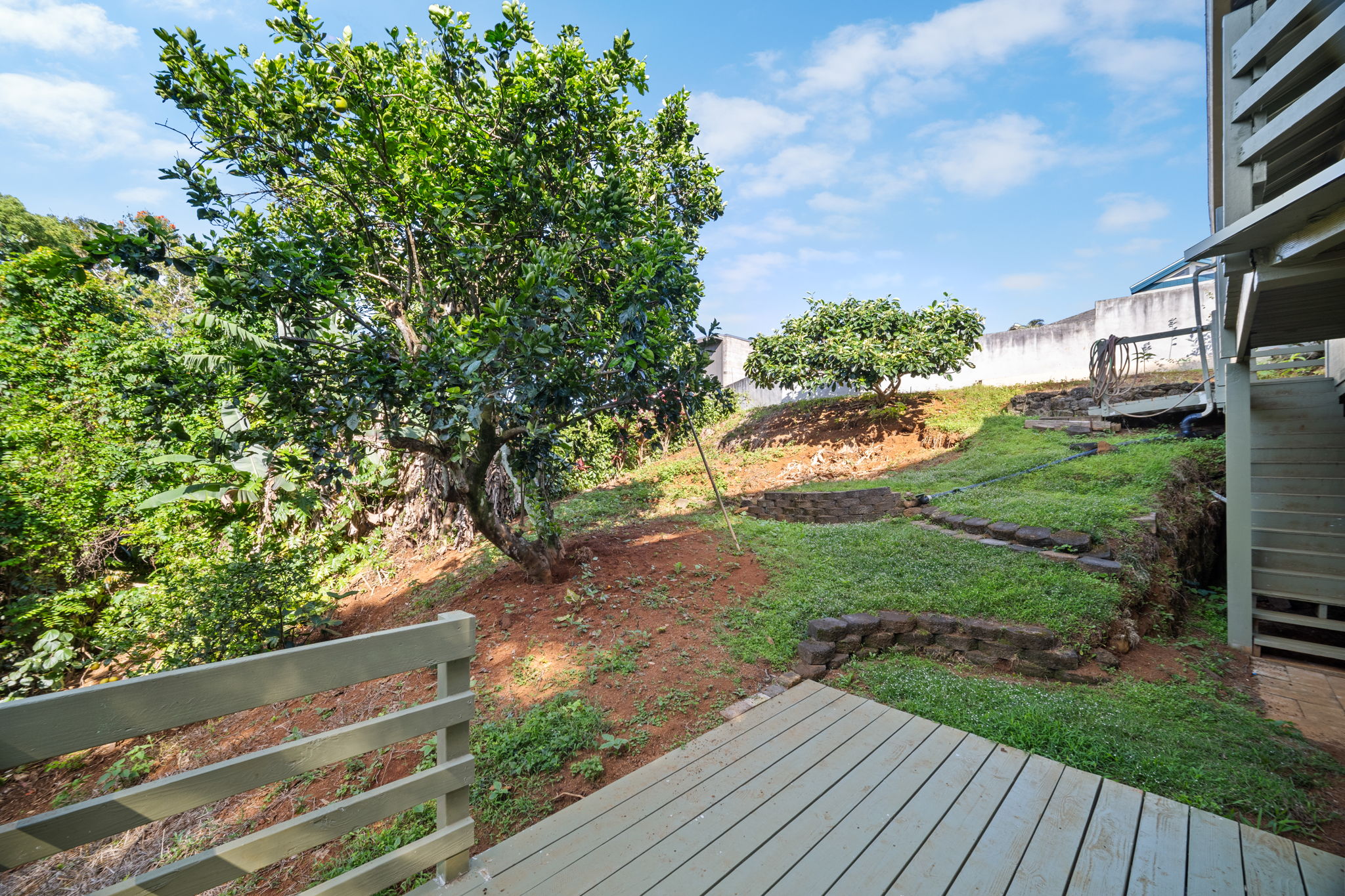 6050 C Kapahi Road Kapaa, HI 96746 - Photo 15 of 30 a view of a yard with plants and a wooden bench