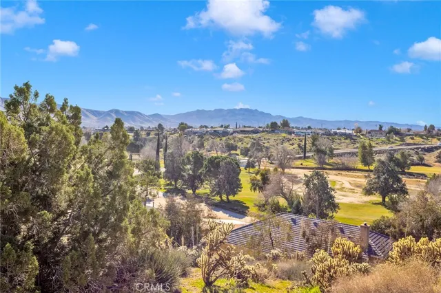 a view of a city with mountains in the background