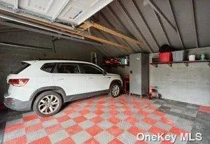 a view of a park with large trees