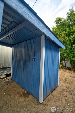 a view of wooden door