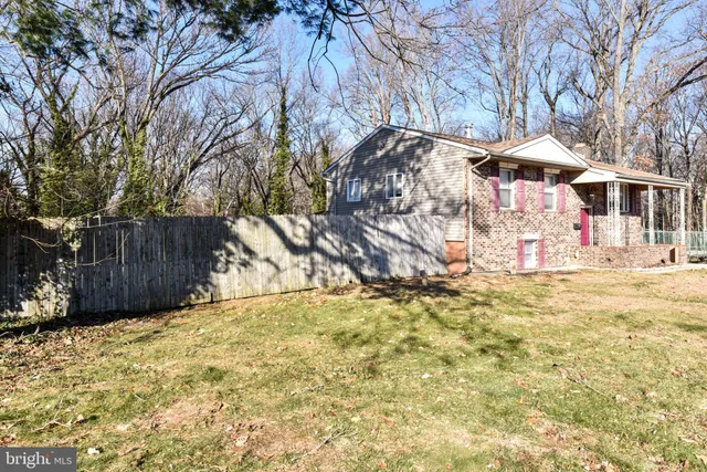 a view of backyard with large trees