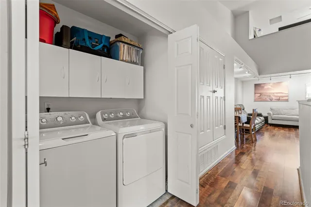 a view of utility room and washer and dryer