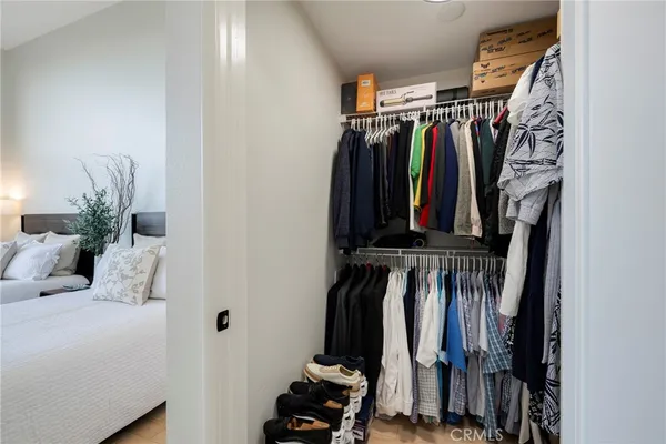 a view of an empty room with windows