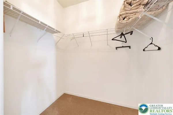 a view of small space with racks on the wall