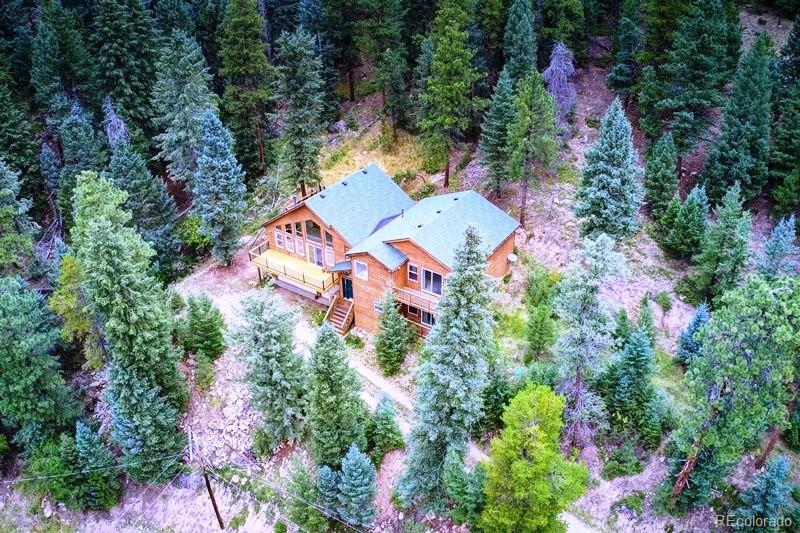 32697 Little Cub Road Evergreen, CO 80439 - Photo 8 of 40 an aerial view of residential house with outdoor space and trees all around