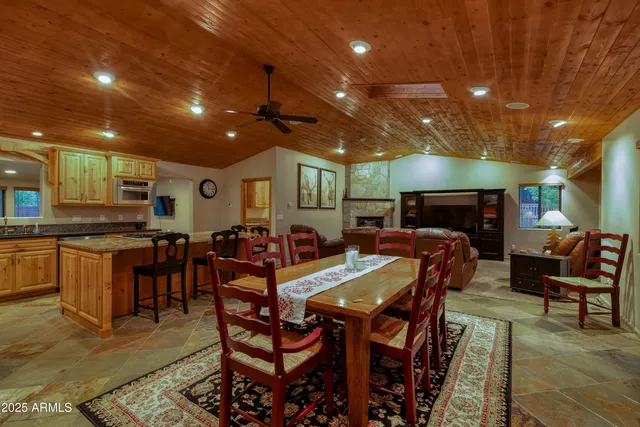 a view of a dining area with furniture