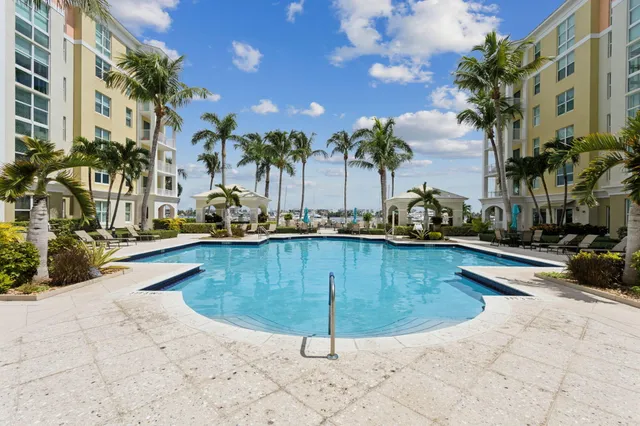 a view of a building with a swimming pool