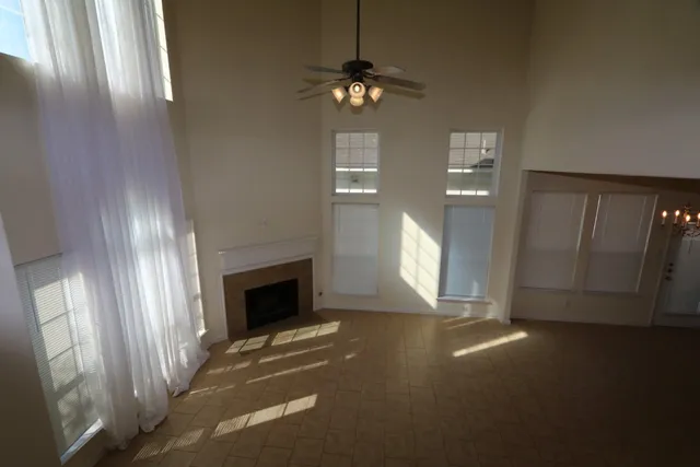 an empty room with windows