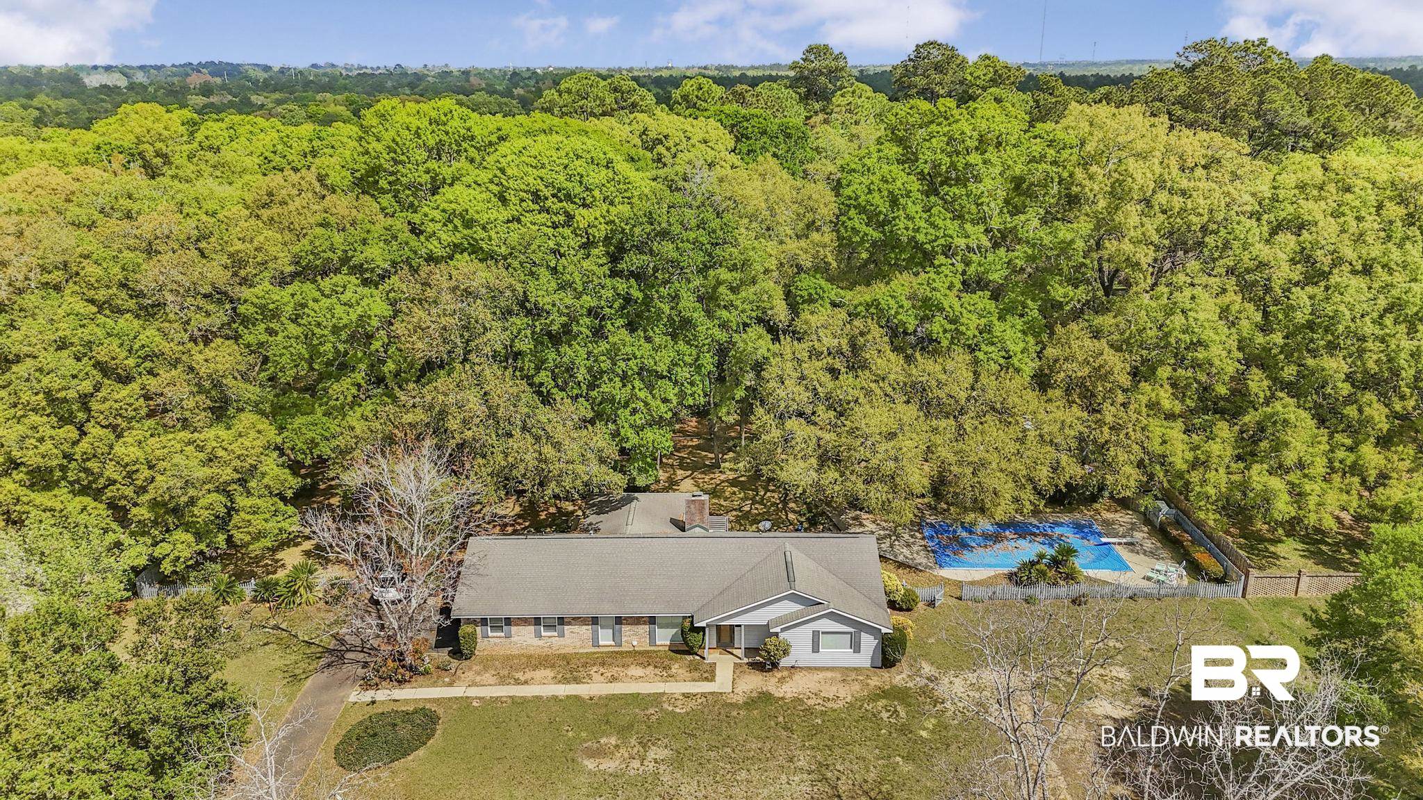 10207 Plantation Drive Daphne, AL 36526 - Photo 14 of 48 View from above of property featuring a pool and a forest
