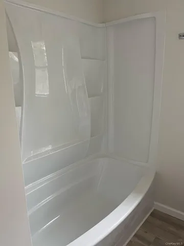 a bathroom with a bathtub