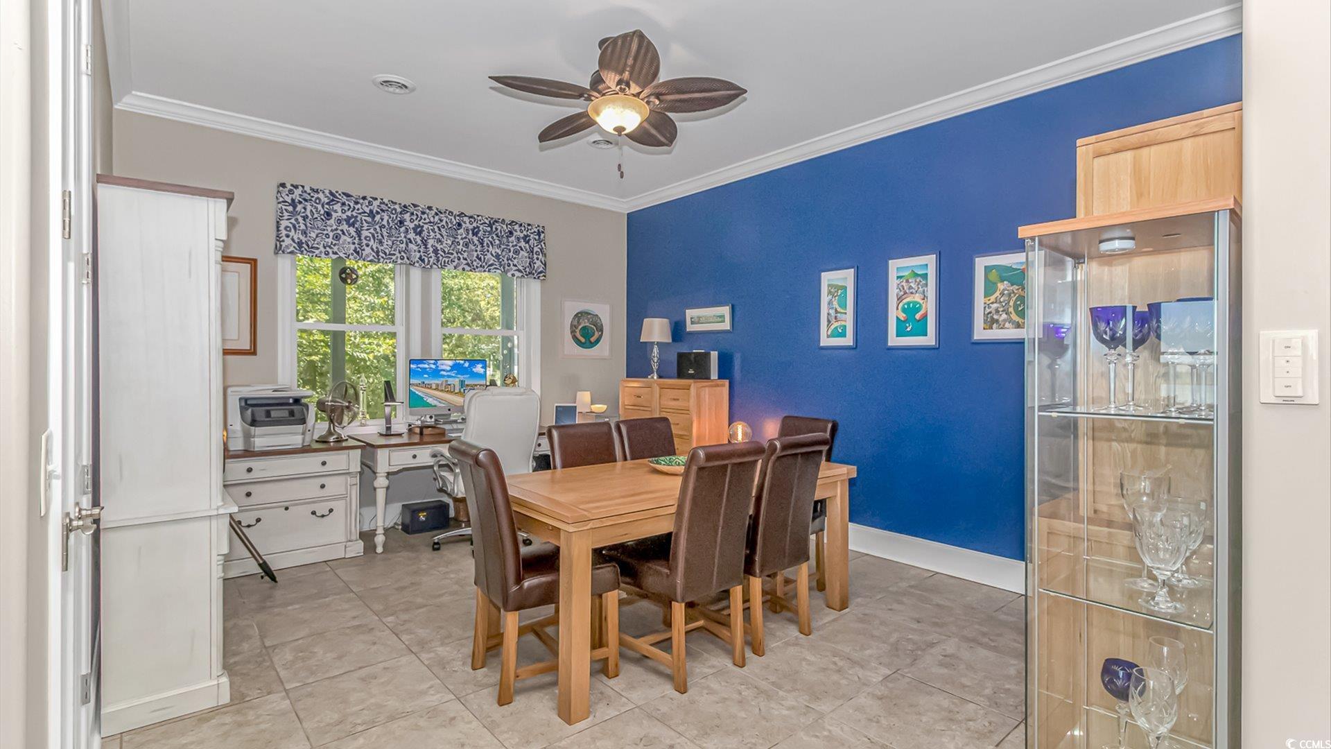 88 Gillette Place Murrells Inlet, SC 29576 - Photo 17 of 40 Dining room featuring ceiling fan, light tile patt