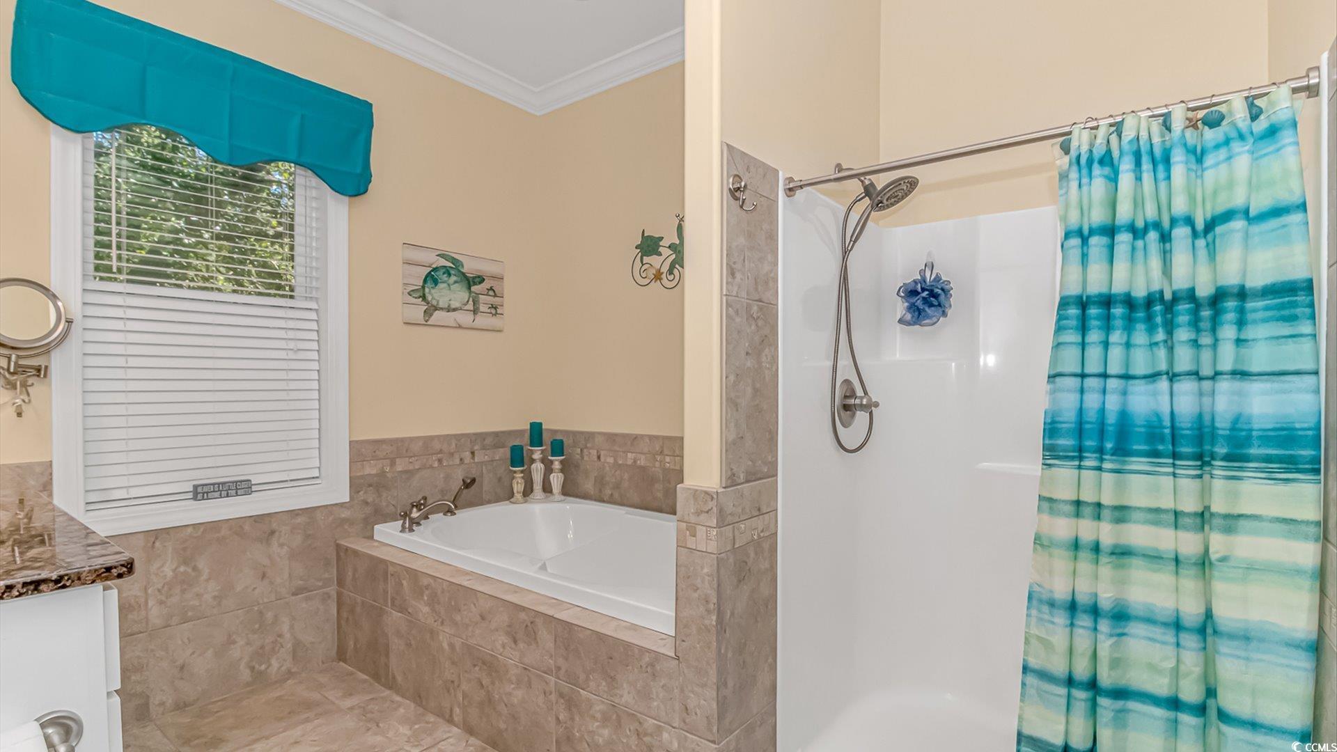 88 Gillette Place Murrells Inlet, SC 29576 - Photo 20 of 40 Bathroom featuring vanity, ornamental molding, and