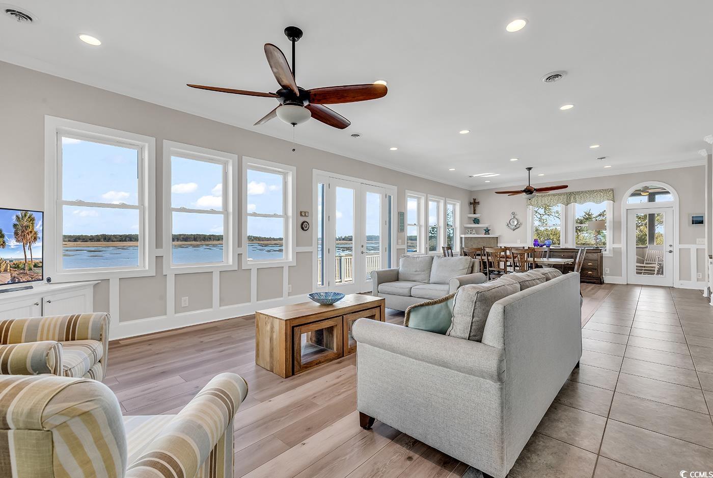88 Gillette Place Murrells Inlet, SC 29576 - Photo 9 of 40 Living room with recessed lighting, french doors,