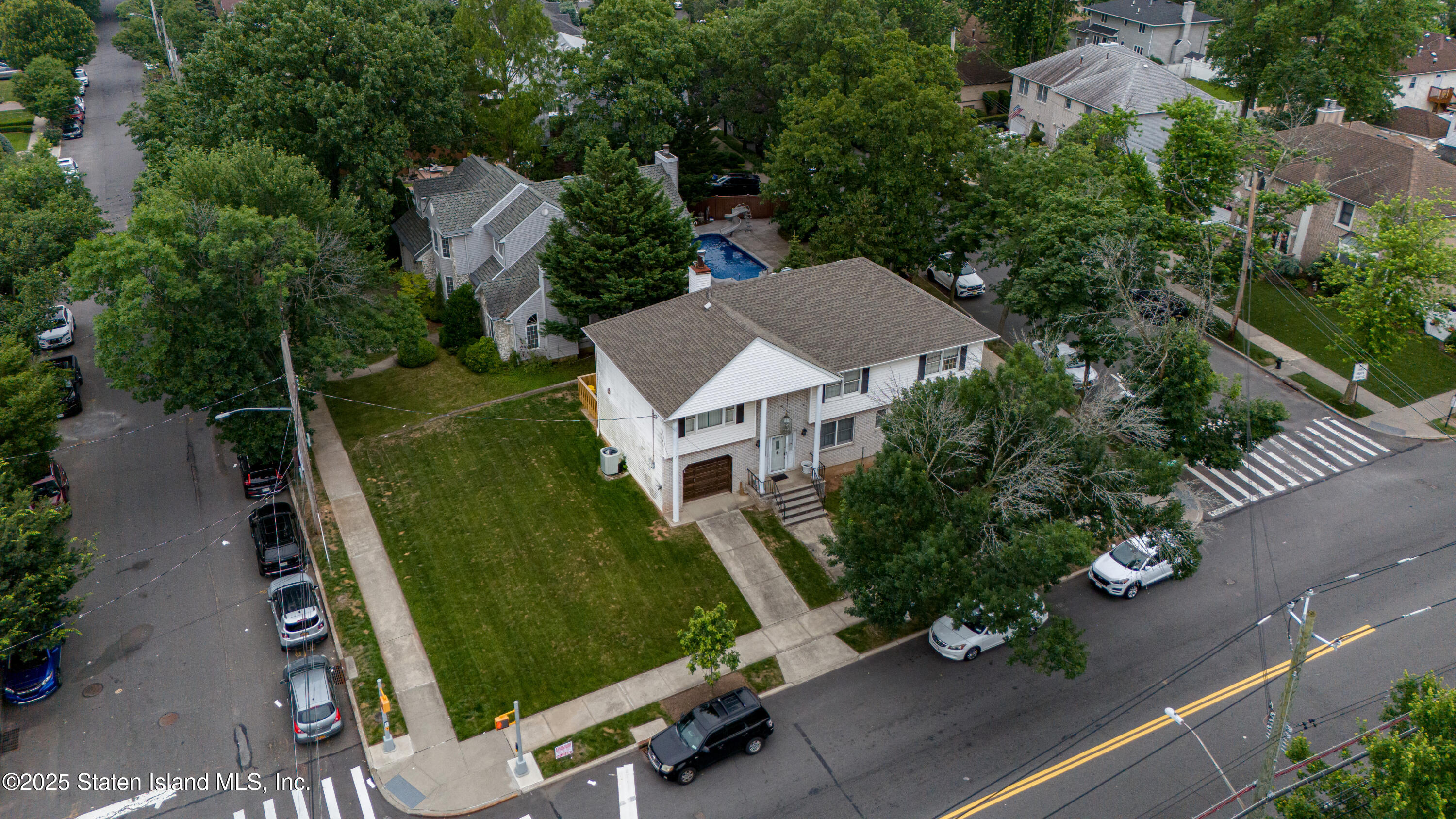 an aerial view of a house