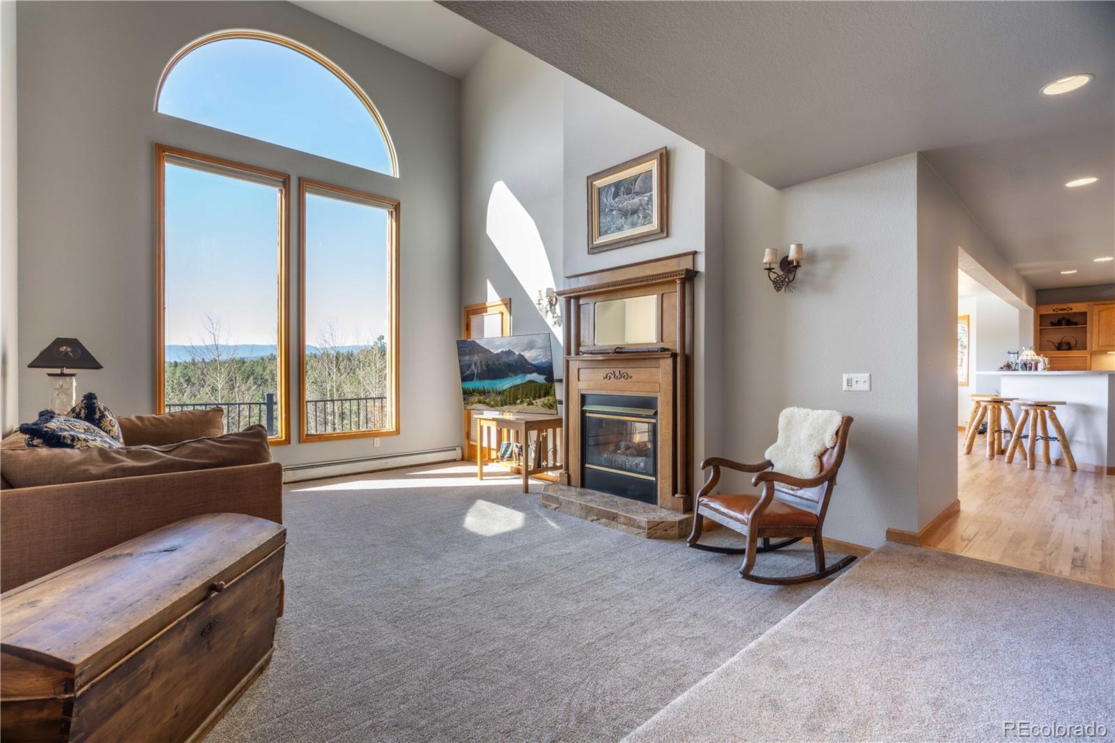 318 Rd D Pine, CO 80470 - Photo 4 of 50 a living room with furniture and a floor to ceiling window