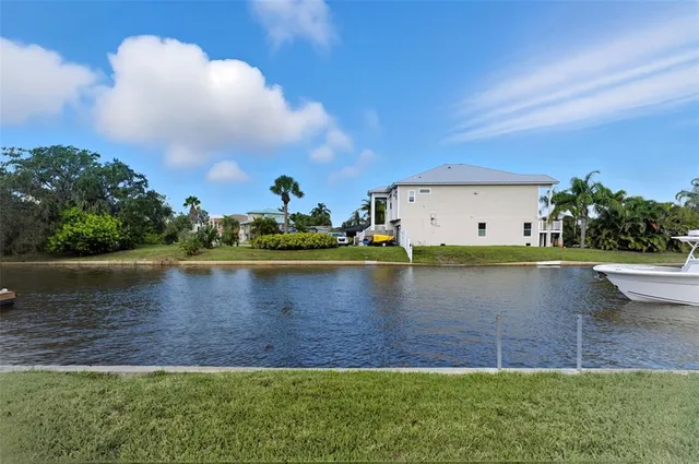 a view of a lake with houses