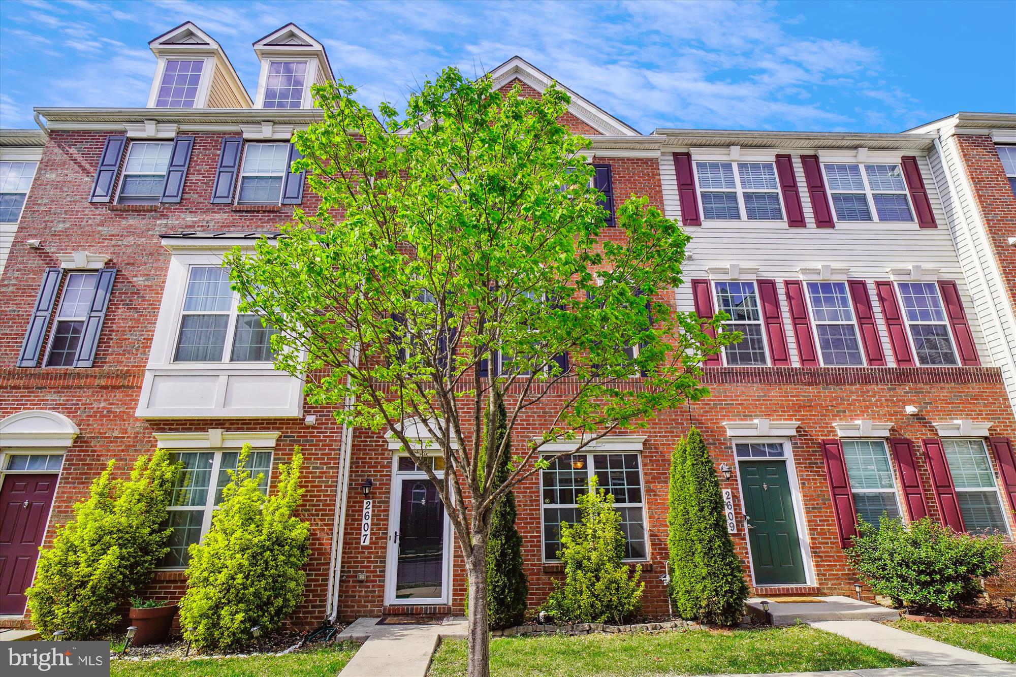 front view of a brick house