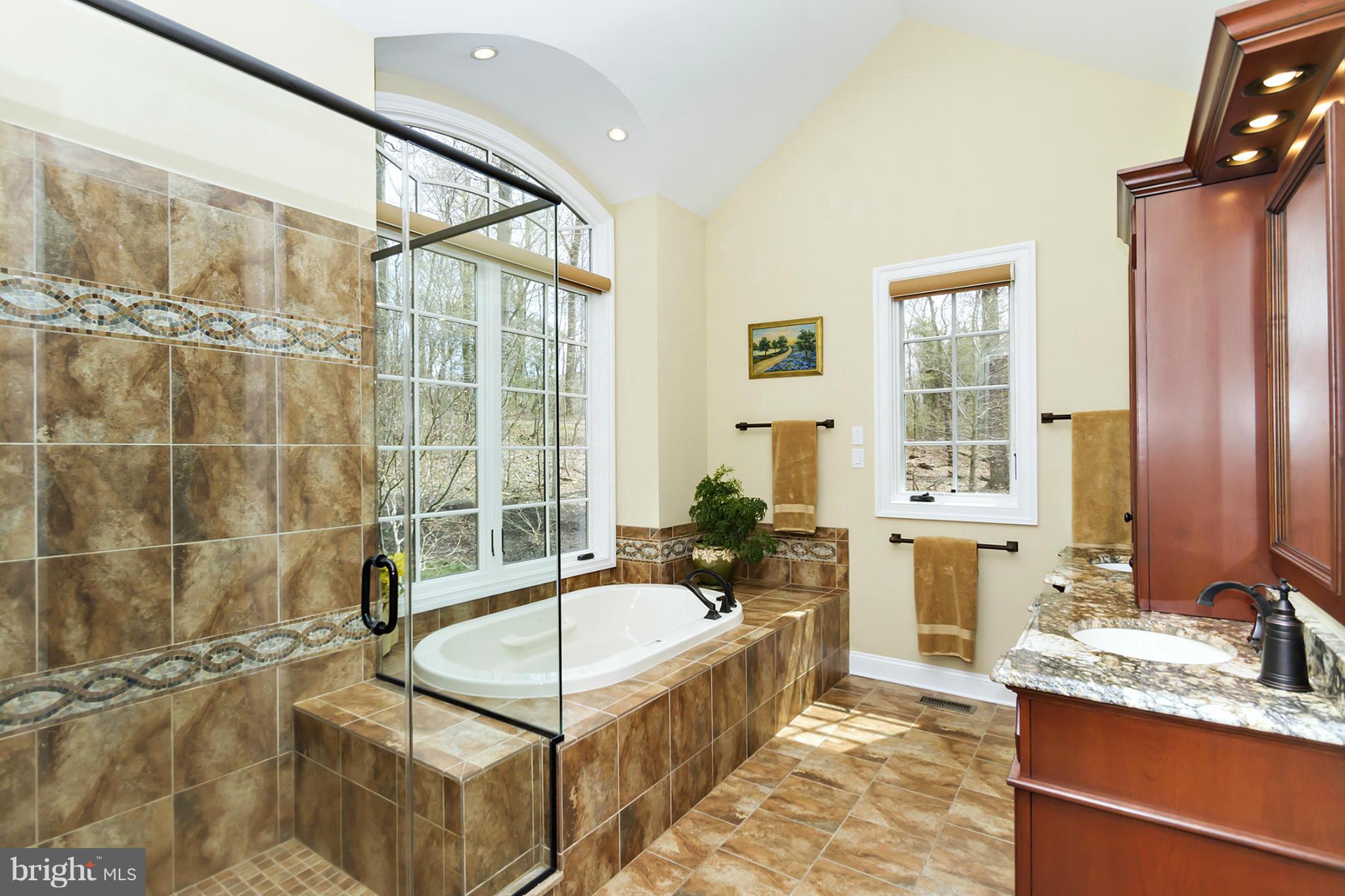 13001 Wainwright Road Highland, MD 20777 - Photo 15 of 30 a spacious bathroom with a granite countertop tub sink and mirror